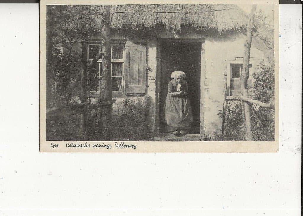 Epe Dellerweg Veluwsche woning met oude vrouw, Ophalen of Verzenden, 1920 tot 1940, Ongelopen, Gelderland