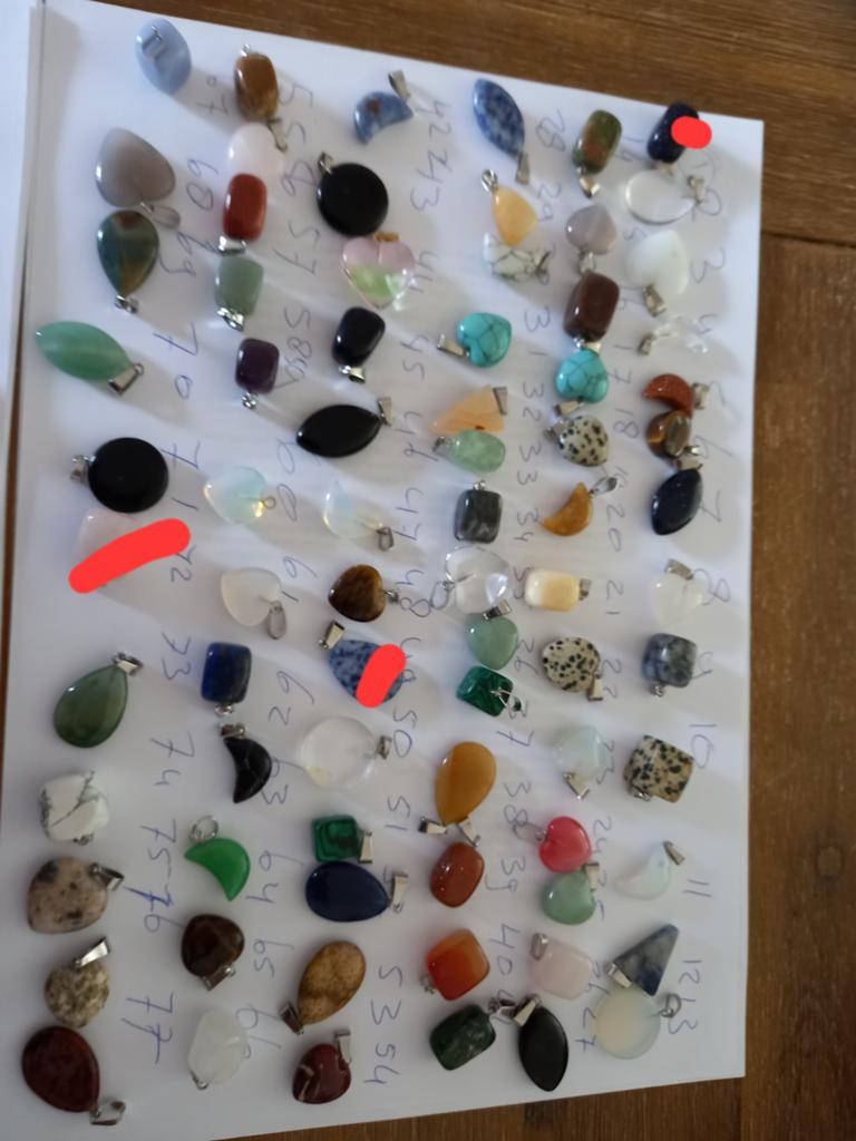 Kleine hangertjes met wax ketting - Diverse edelstenen, Nieuw, Ophalen of Verzenden, Steen of Mineraal, Met edelsteen