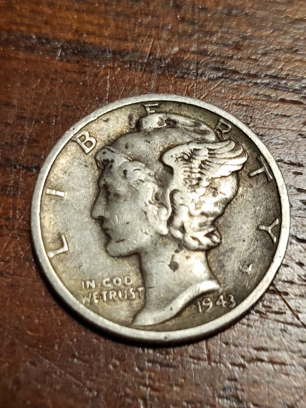Zeldzame Amerikaanse Mercury Dime 1943 Zilveren Munt, Postzegels en Munten, Ophalen of Verzenden, Noord-Amerika, Losse munt, Zilver