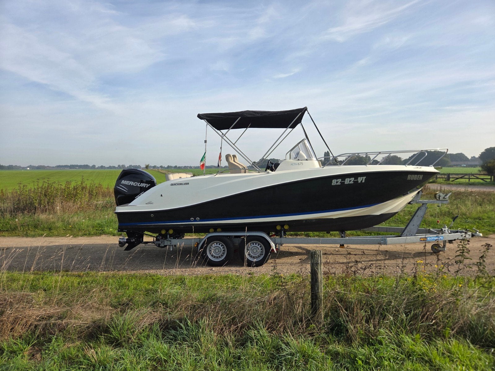 quicksilver 675 open met Mercury 200pk en Pega trailer, Ophalen, Elektrische start, 200 pk, Quicksilver
