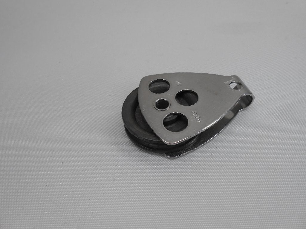 Enkelschijfs blokken voor staaldraad of Dyneema, 4 - 5 mm, Ophalen of Verzenden, Gebruikt, Lijn of Blok
