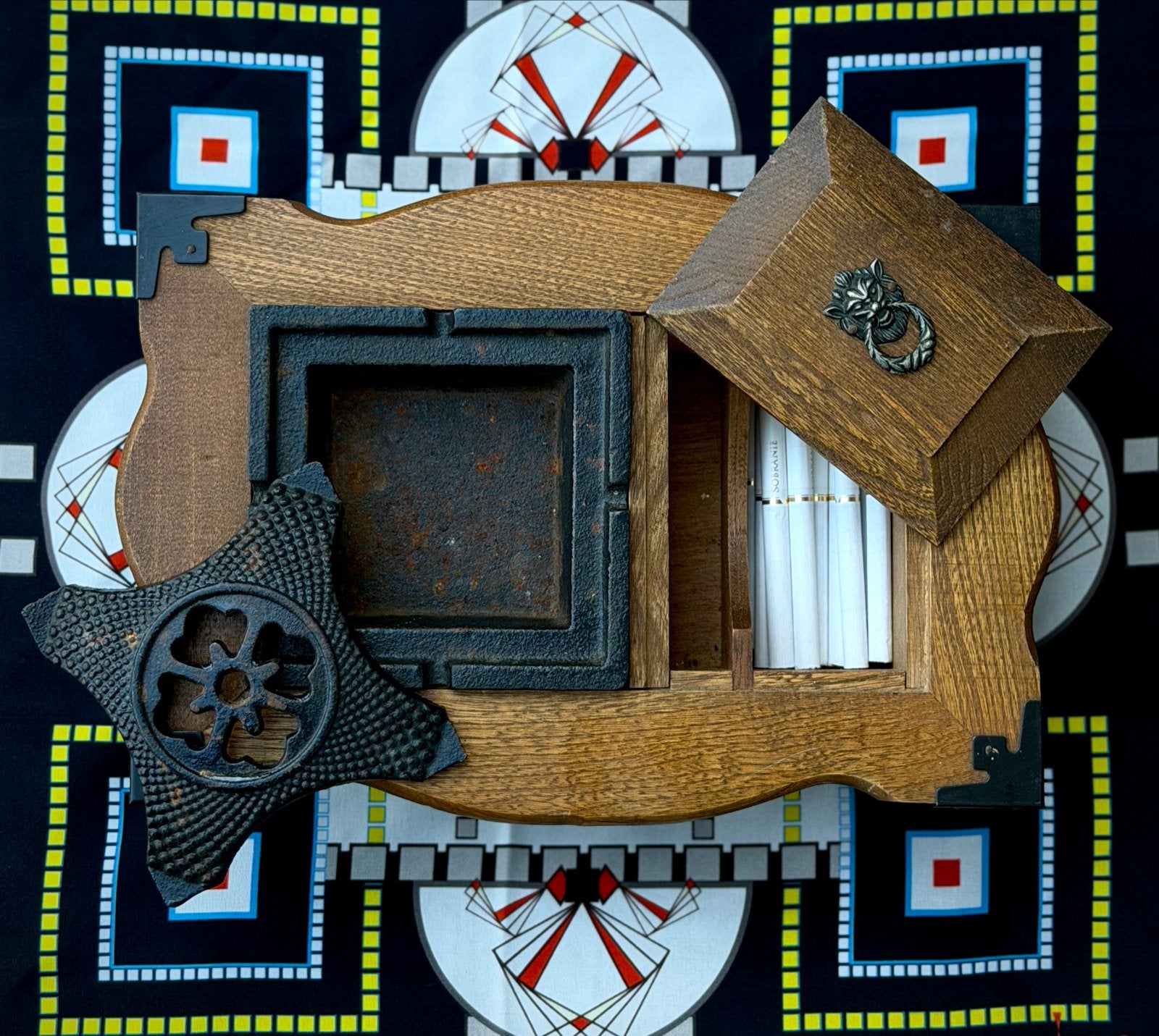 Japanse Vintage Asbak met Sigarettenhouder, Ophalen of Verzenden, Gebruikt, Asbak