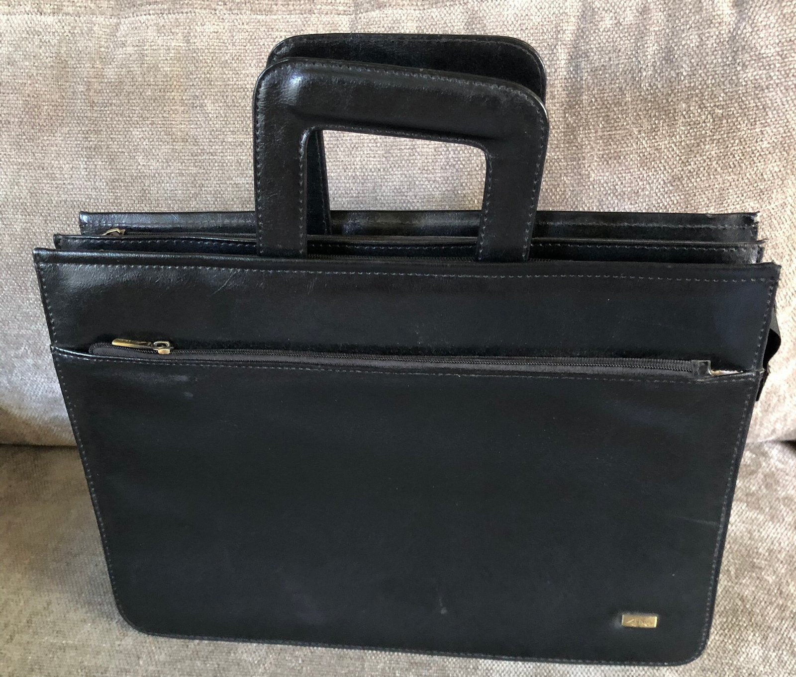 Leren aktetas A-Bags zwart, Computers en Software, Laptoptassen, Meerdere vakken, Aktetas, Ophalen of Verzenden, Zwart