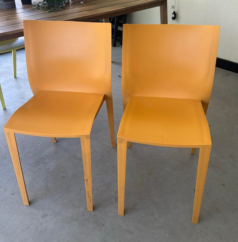 Philippe Starck Slick Slick 2 oranje stoelen, Ophalen, Gebruikt, Overige kleuren, Twee