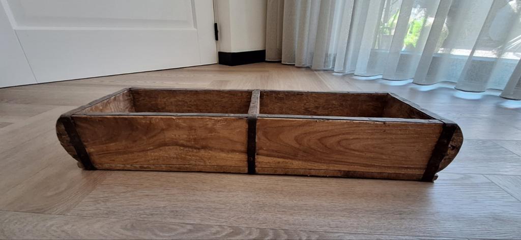 Landelijk stoere brocante bak van hout en metaal, Ophalen of Verzenden