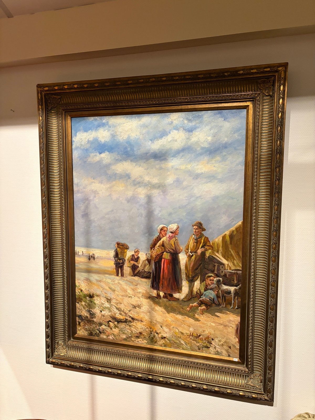 Oud Hollands tafereel: spelende kinderen op strand, Ophalen, Doek, Portret of Personen, Oud hollands