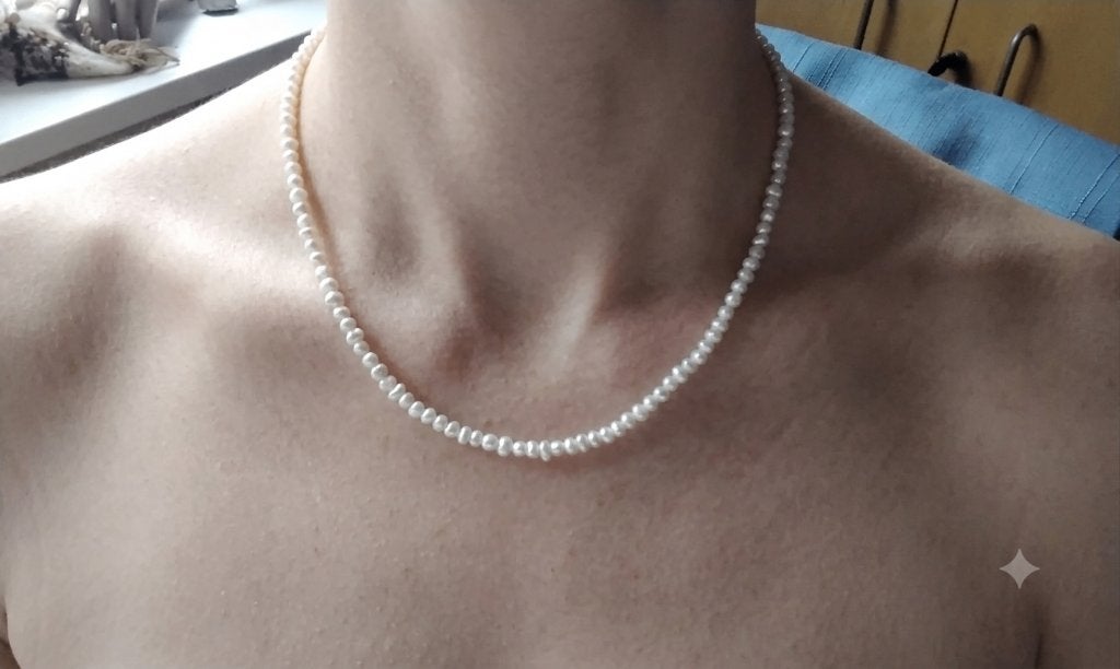 Authentieke Witte Parels ketting Zilveren Slot, Sieraden, Tassen en Uiterlijk, Kettingen, Wit, Nieuw, Ophalen of Verzenden, Steen of Mineraal