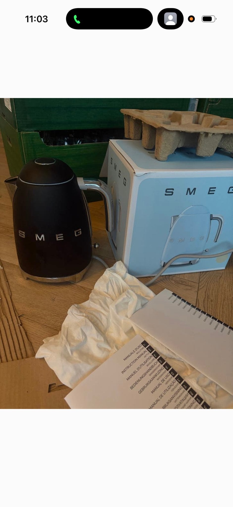 Smeg Waterkoker 1,7 liter Mat Zwart, 1 tot 2 liter, Ophalen, Zo goed als nieuw, Draadloos
