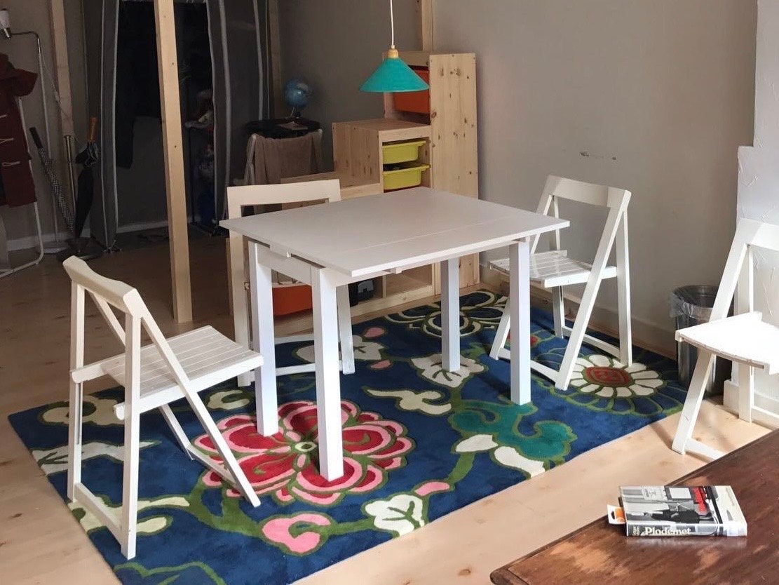 Bjursta Ikea Eettafel / Bureau tafel Uitschuiftafel, Ophalen, Gebruikt, 50 tot 100 cm, Vierkant