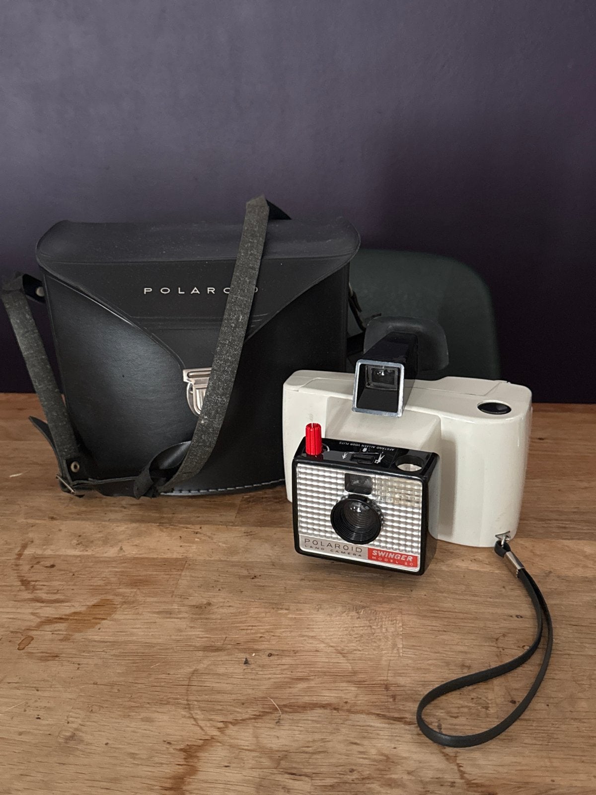 Vintage Polaroid Swinger Land Camera Model 20 met tas, Ophalen of Verzenden, Gebruikt, Polaroid
