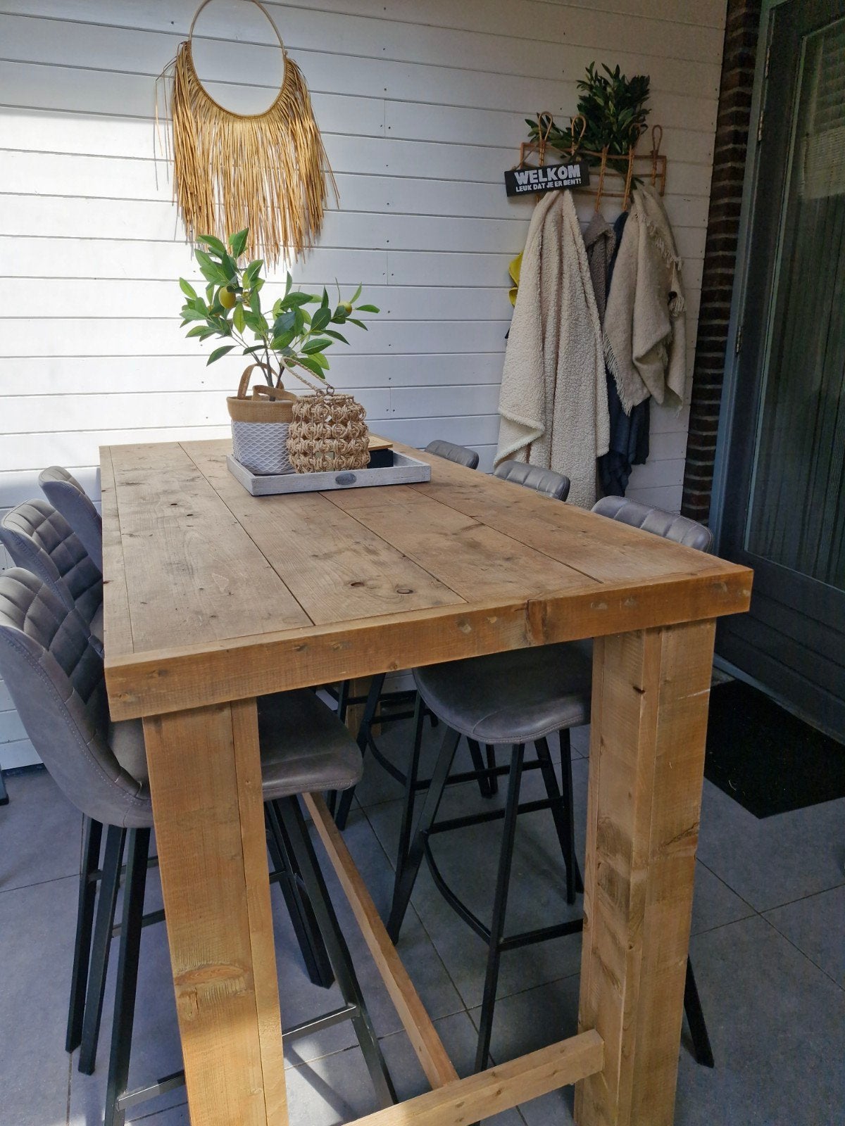 Stoere Robuuste Bartafel met 6 Barkrukken, Huis en Inrichting, Ophalen