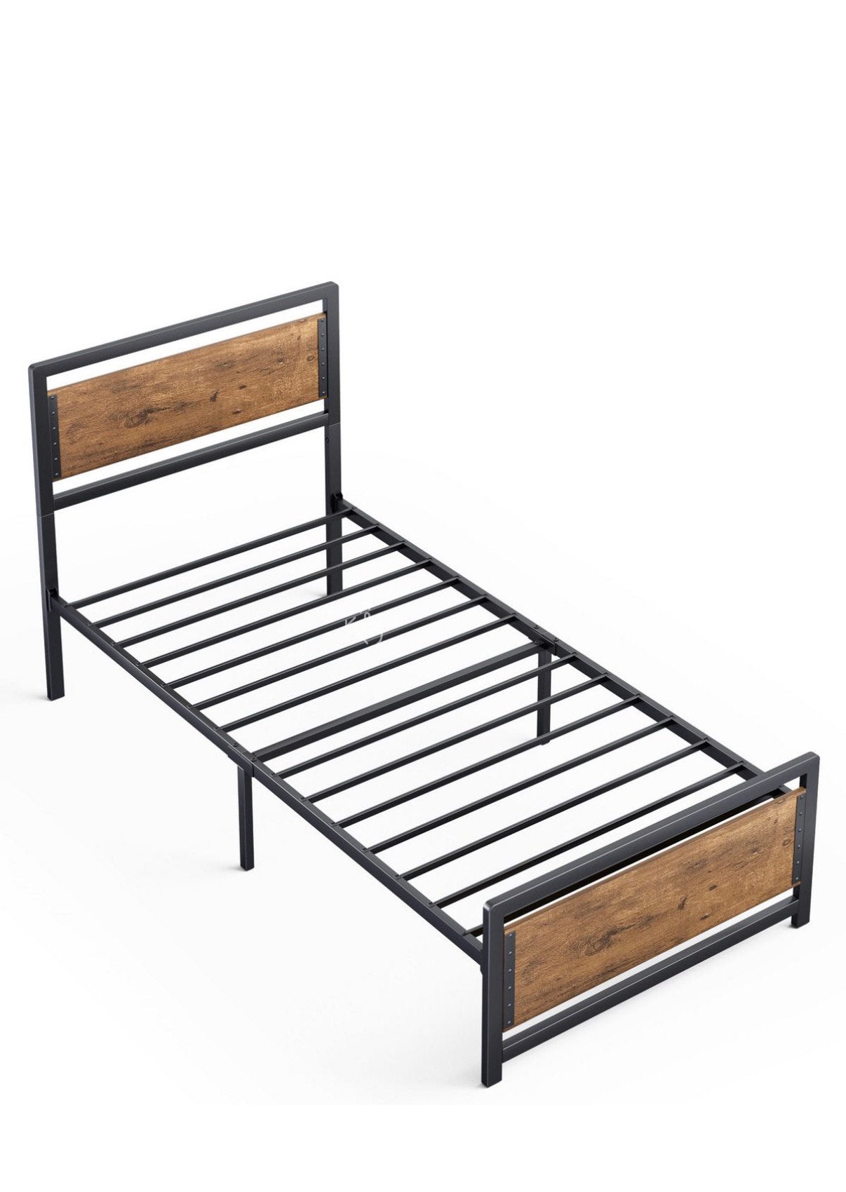 Industrueel metalen bed, Ophalen, 90 cm, Eenpersoons, Zwart