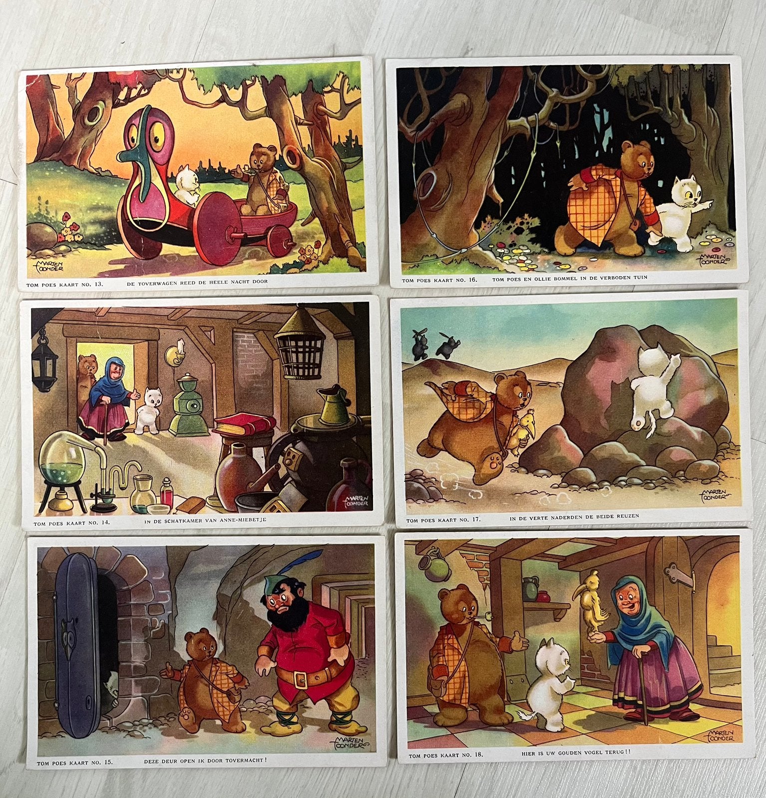 Tom Poes kaarten serie 3 compleet, Verzenden, 1940 tot 1960, Gelopen, Overige thema's