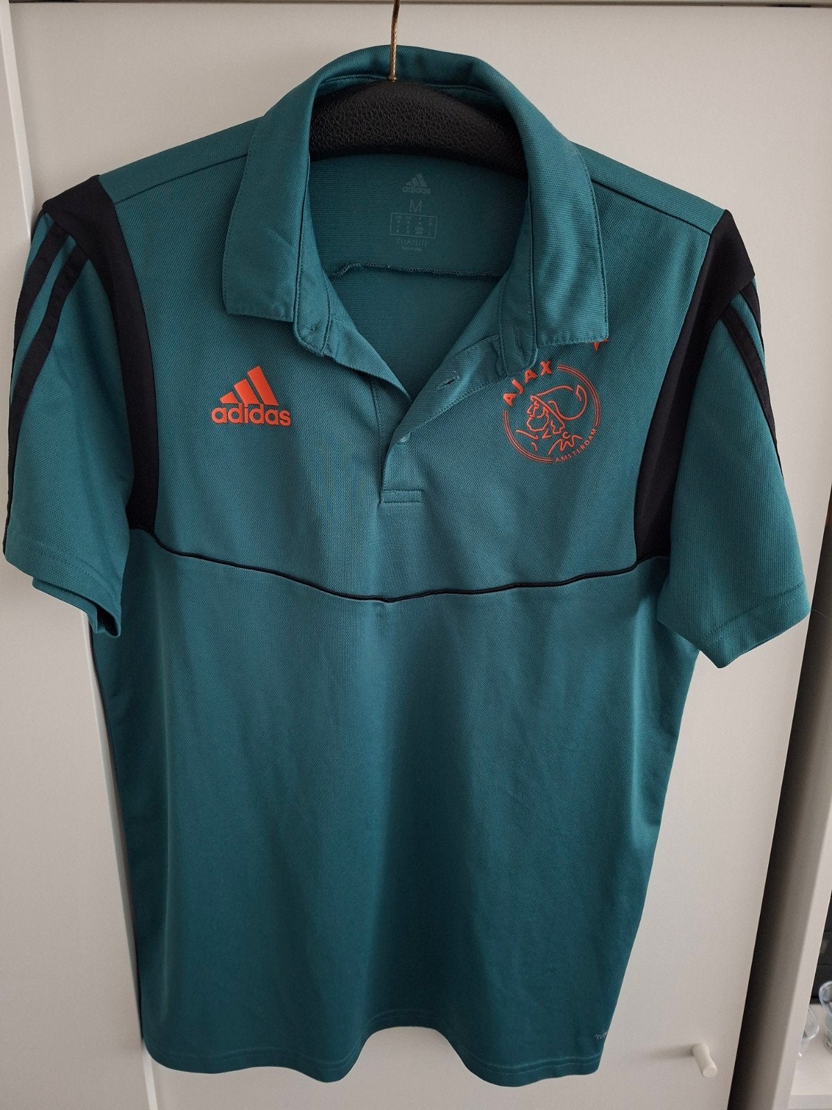Ajax Adidas Polo Shirt Maat M - Groen/Zwart, Maat 48/50 (M), Ophalen of Verzenden, Zo goed als nieuw, Adidas