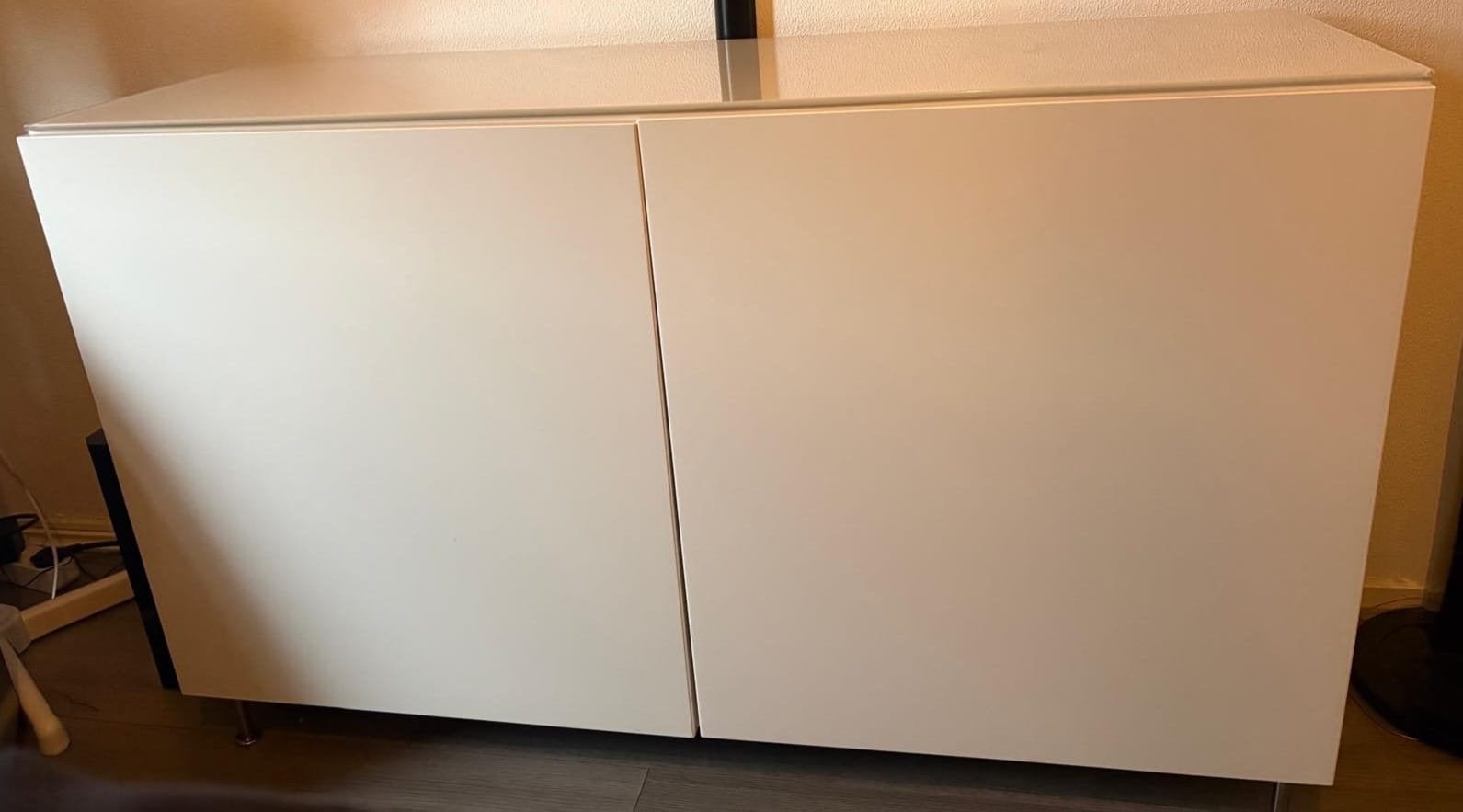 IKEA Besta kast wit met glasplaat, Ophalen, Gebruikt, 100 tot 150 cm, Glas