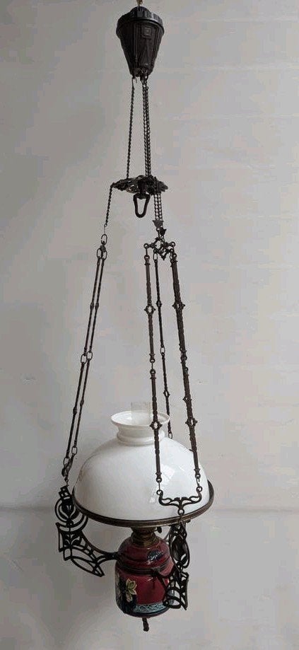Antieke Jugendstil Petroleumhanglamp ca. 1900 – Art Nouveau, Antiek en Kunst, Ophalen of Verzenden