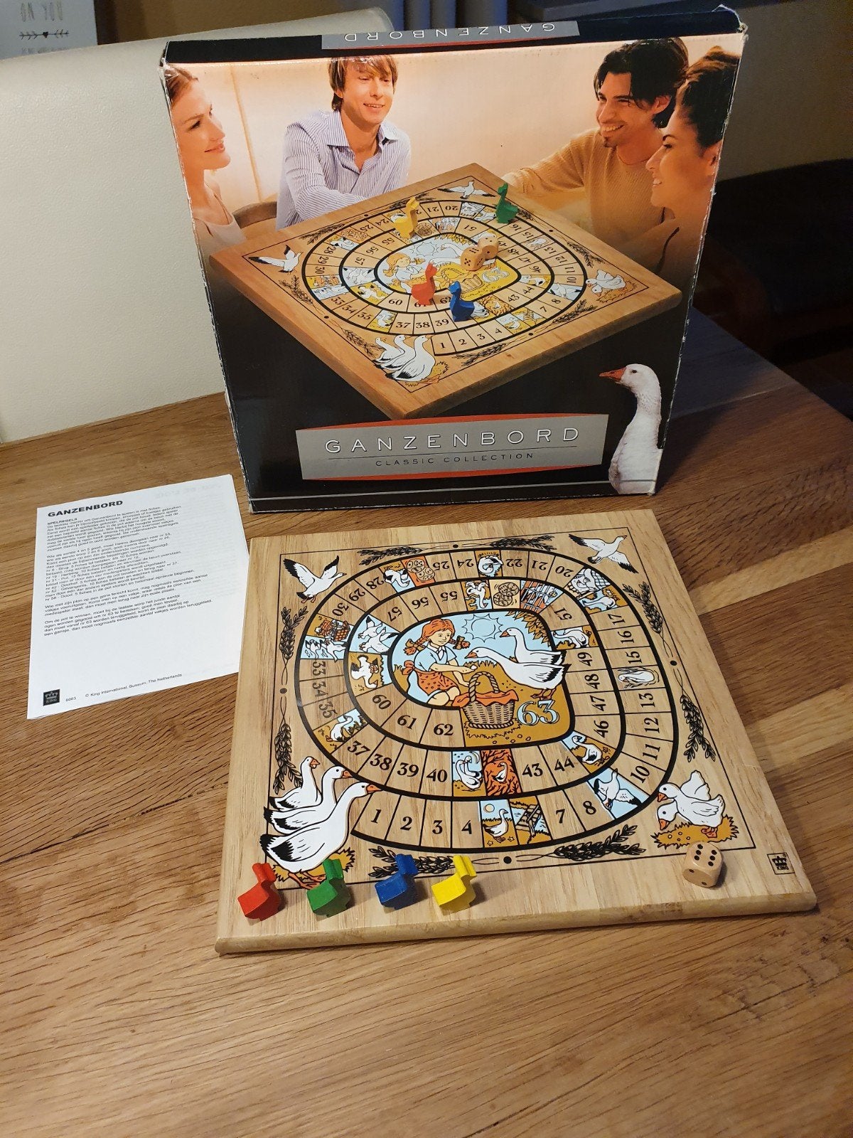 Houten ganzenbord spel, Hobby en Vrije tijd, Gezelschapsspellen | Bordspellen, Ophalen of Verzenden, Zo goed als nieuw