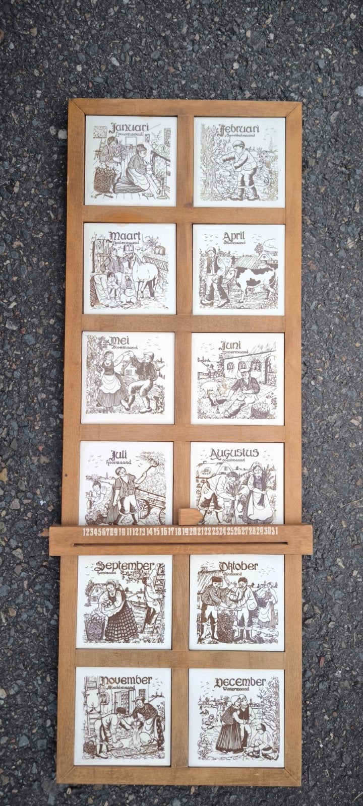 vintage tegeltableau/kalender -  oud hollandse tegeltjes, Antiek en Kunst, Ophalen