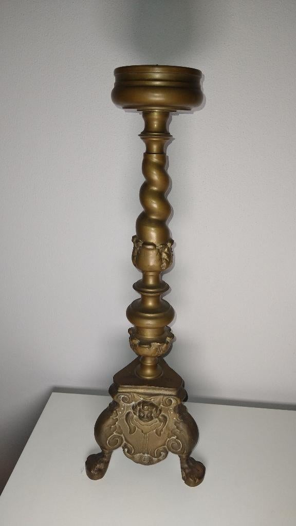Antieke Koperen Messing Altaar Kandelaar | 51 cm | 5.5 kg, Antiek en Kunst, Ophalen, Koper of Brons