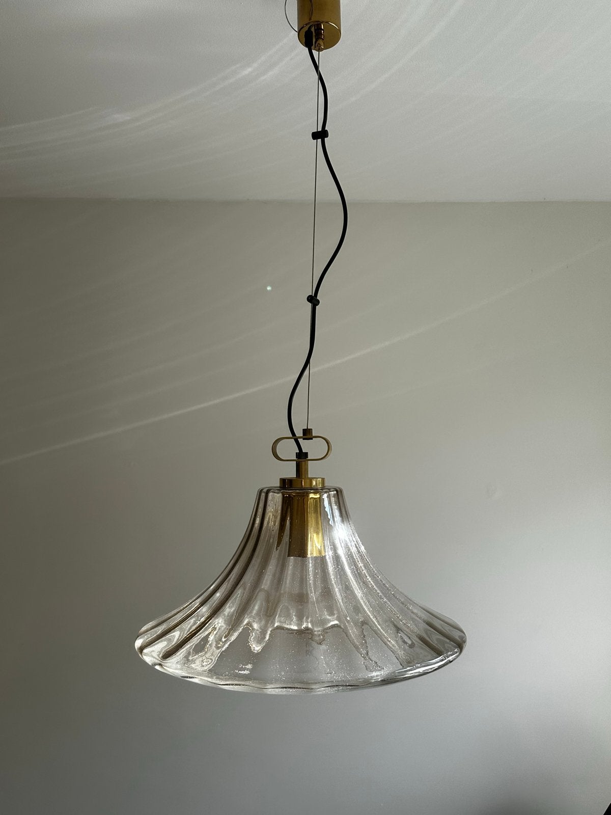 Vintage Glashütte Limburg Hanglamp – Jaren 70 (Bubbelglas), Ophalen, Gebruikt, Glas, E27 (groot)