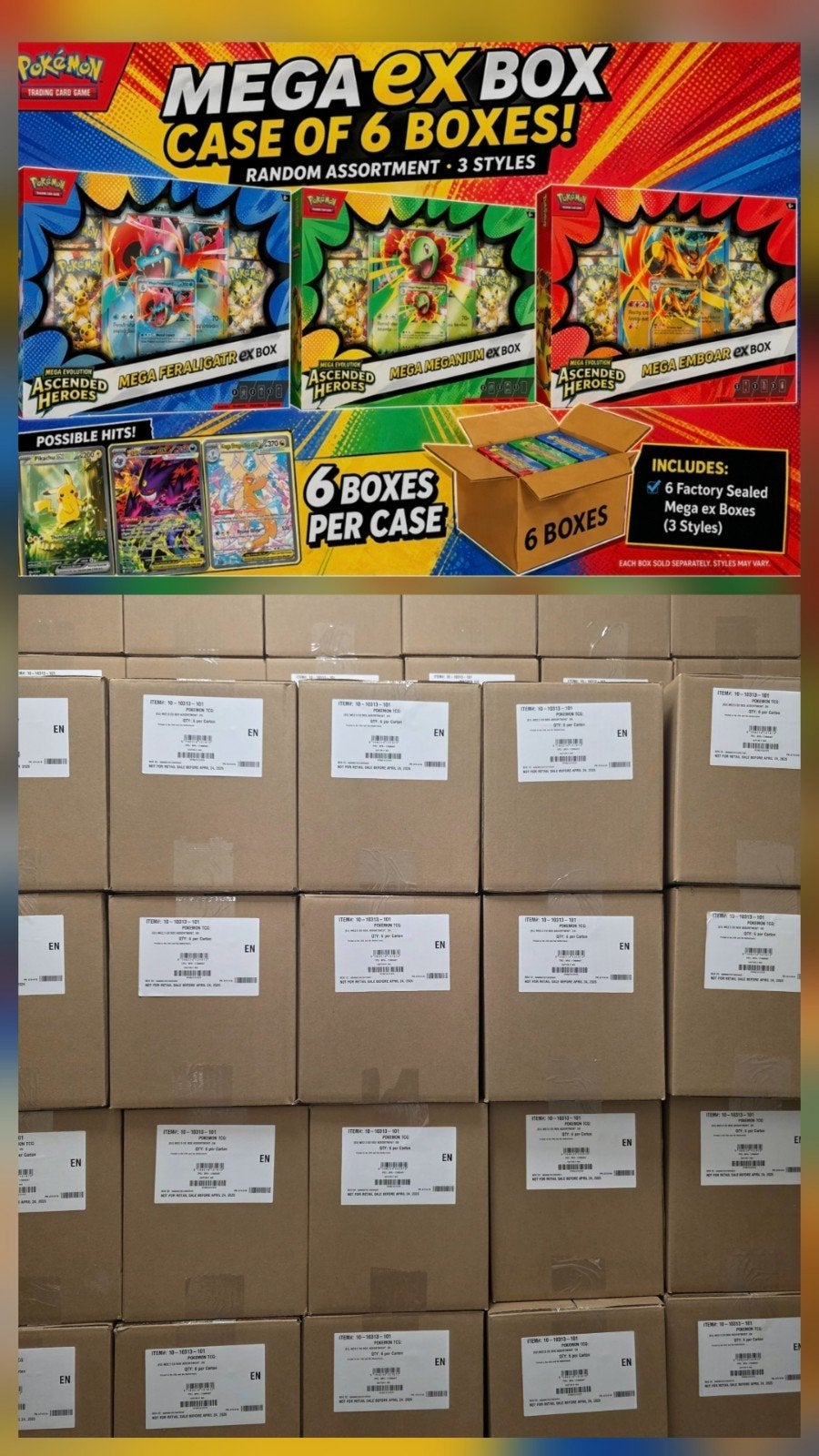 OP VOORRAAD Ascended Heroes EX boxen sealed Case (6x), Ophalen of Verzenden, Nieuw, Overige typen, Foil