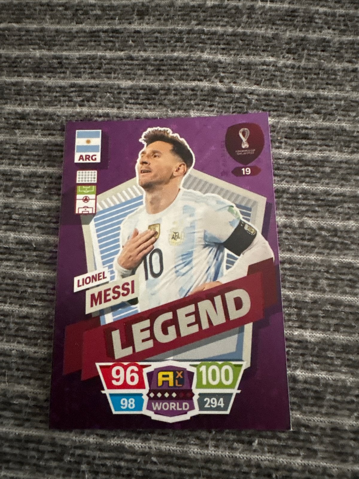 Lionel Messi Legend kaart Panini FIFA World Cup Qatar 2022, Ophalen of Verzenden, Zo goed als nieuw, Buitenlandse clubs, Spelerskaart