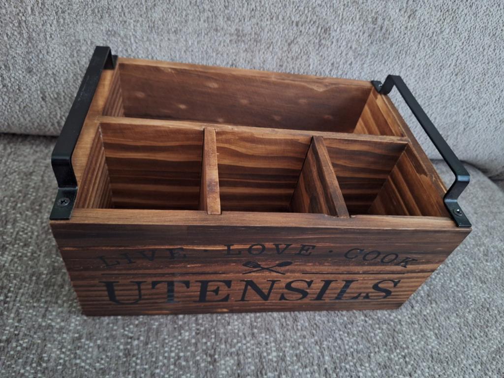 Houten Bestekbak met Handvatten - Rustieke Stijl, Huis en Inrichting, Overige typen, Hout, Nieuw, Ophalen of Verzenden