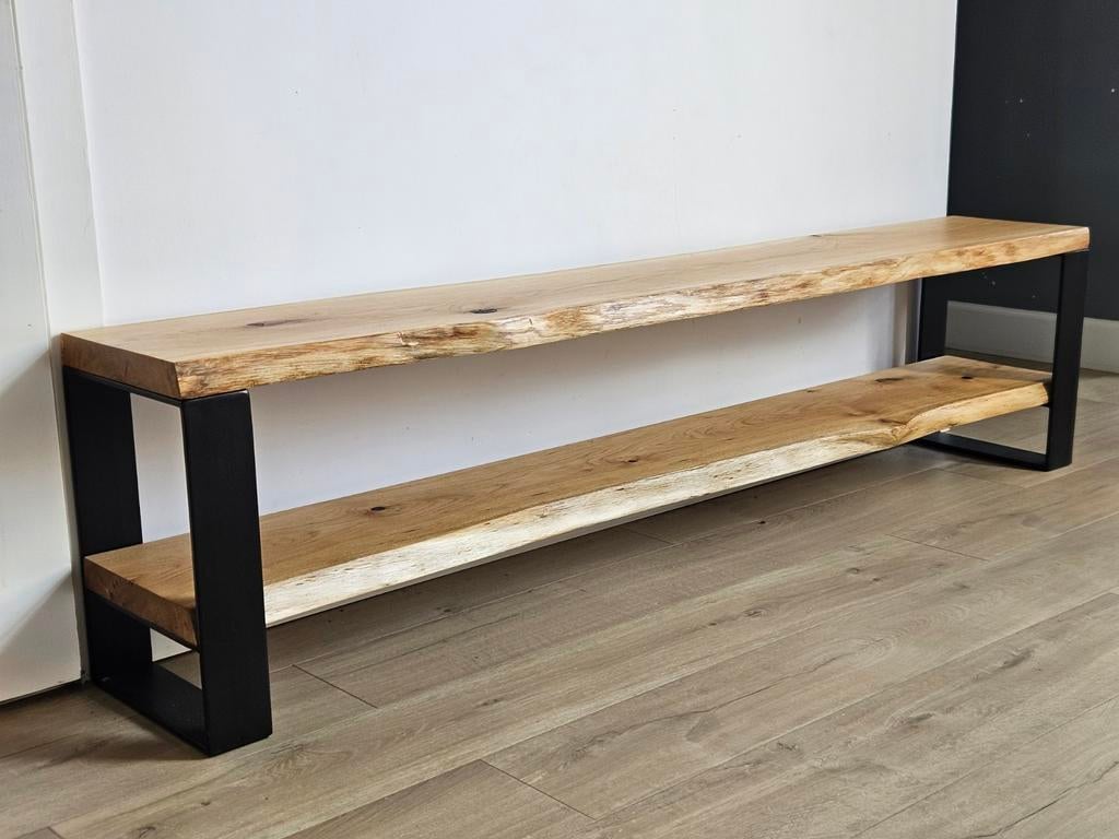 Uniek Massief Eiken TV-Meubel 180 cm Luxe Industrieel Design, Ophalen, 150 tot 200 cm, Nieuw, Industrieel, Modern, Rustiek