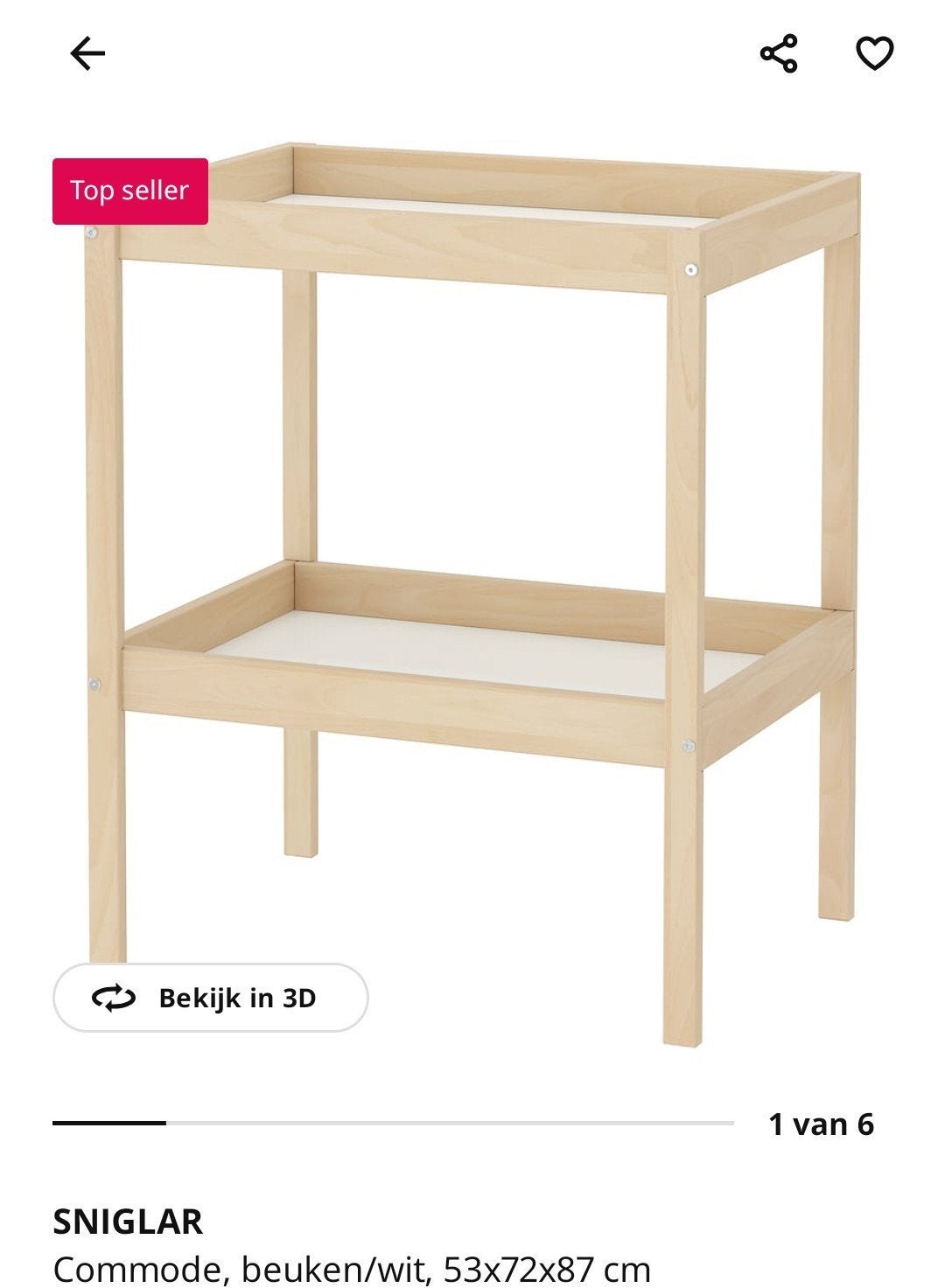 Foto 3 van Ikea SNIGLAR Commode - Beuken/Wit mét accesoires