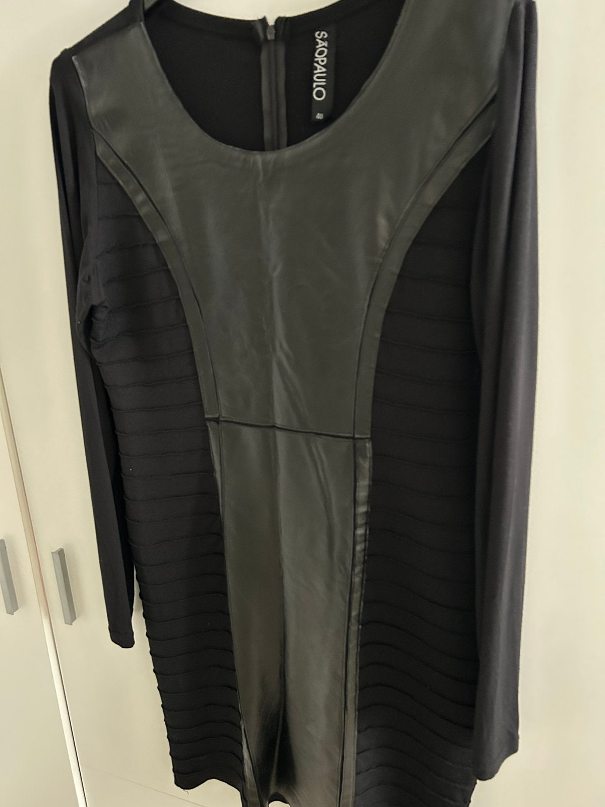 Jurk zwart met leer en stretch maat 40 nieuw, Kleding | Dames, Zwart, Maat 42/44 (L), Nieuw, Ophalen of Verzenden
