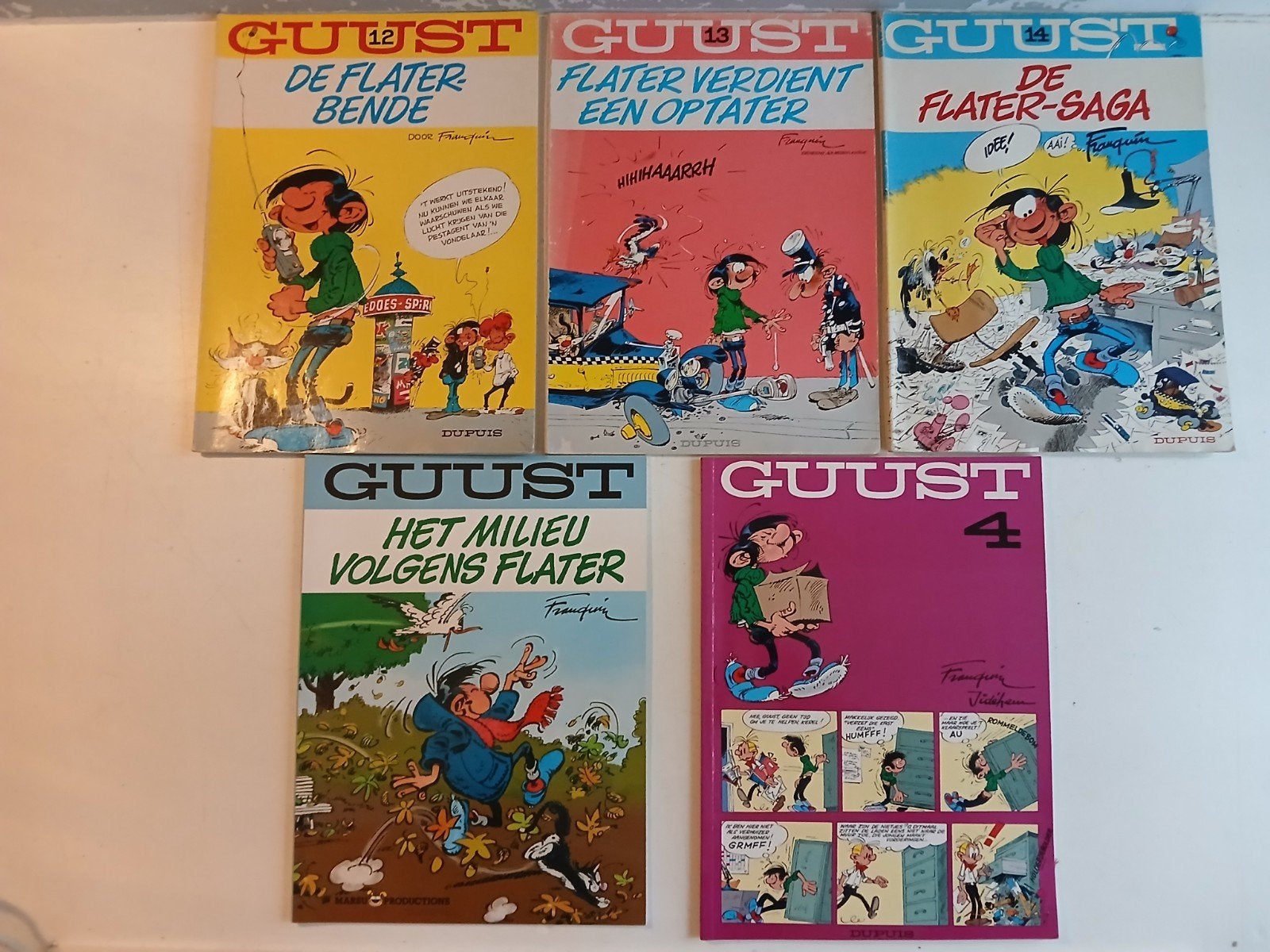 Guust Flater stripboeken collectie - 5 delen, Boeken, Meerdere stripboeken, Ophalen of Verzenden, Gelezen