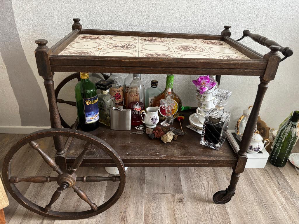 Drank karretje of bijzet tafel, Huis en Inrichting, Minder dan 55 cm, Gebruikt, 60 cm of meer, Rechthoekig