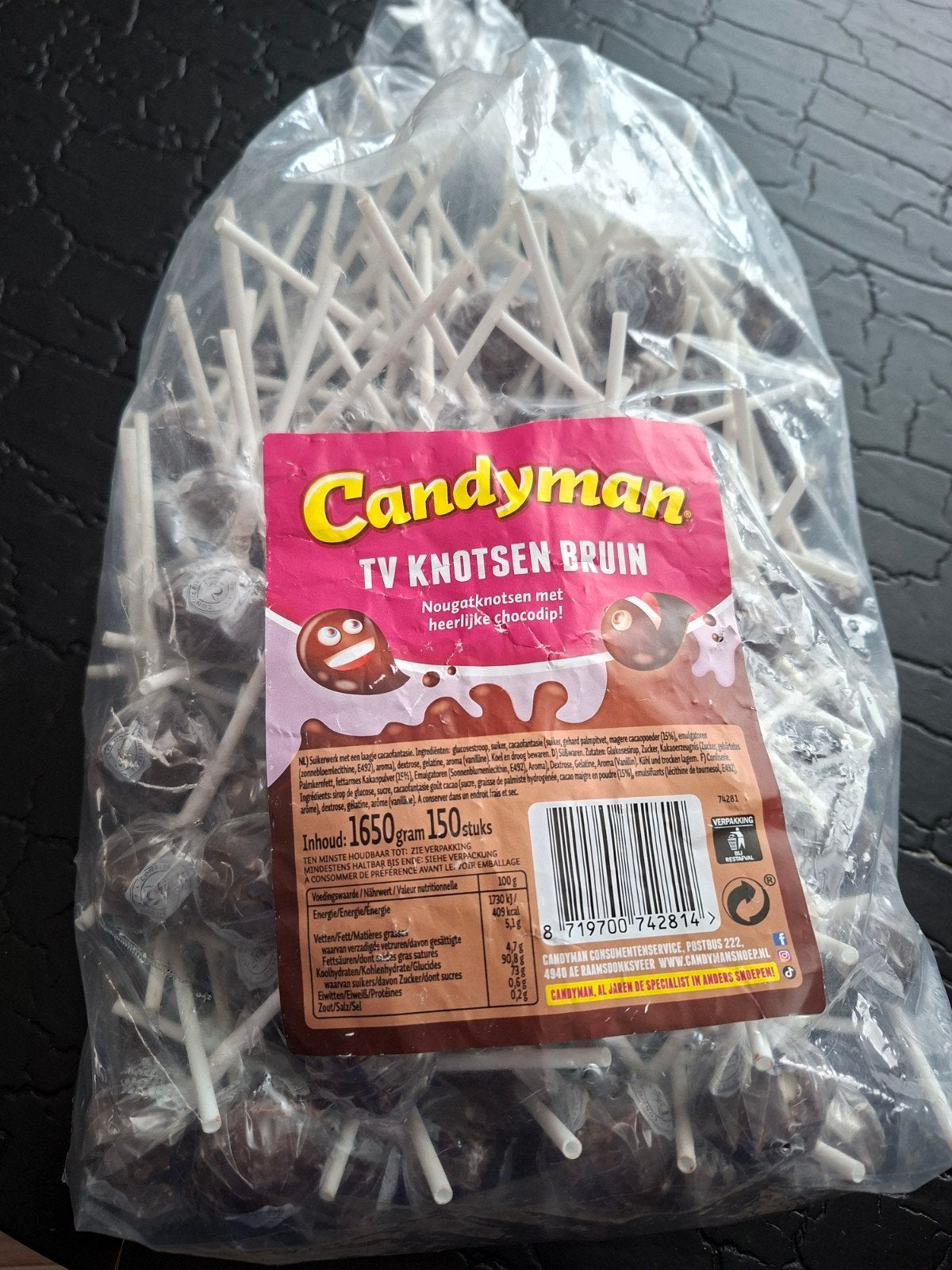 Candyman tv knotsen chocololly's met witte binnenkant,150 st, Ophalen of Verzenden, Nieuw, Jongen of Meisje