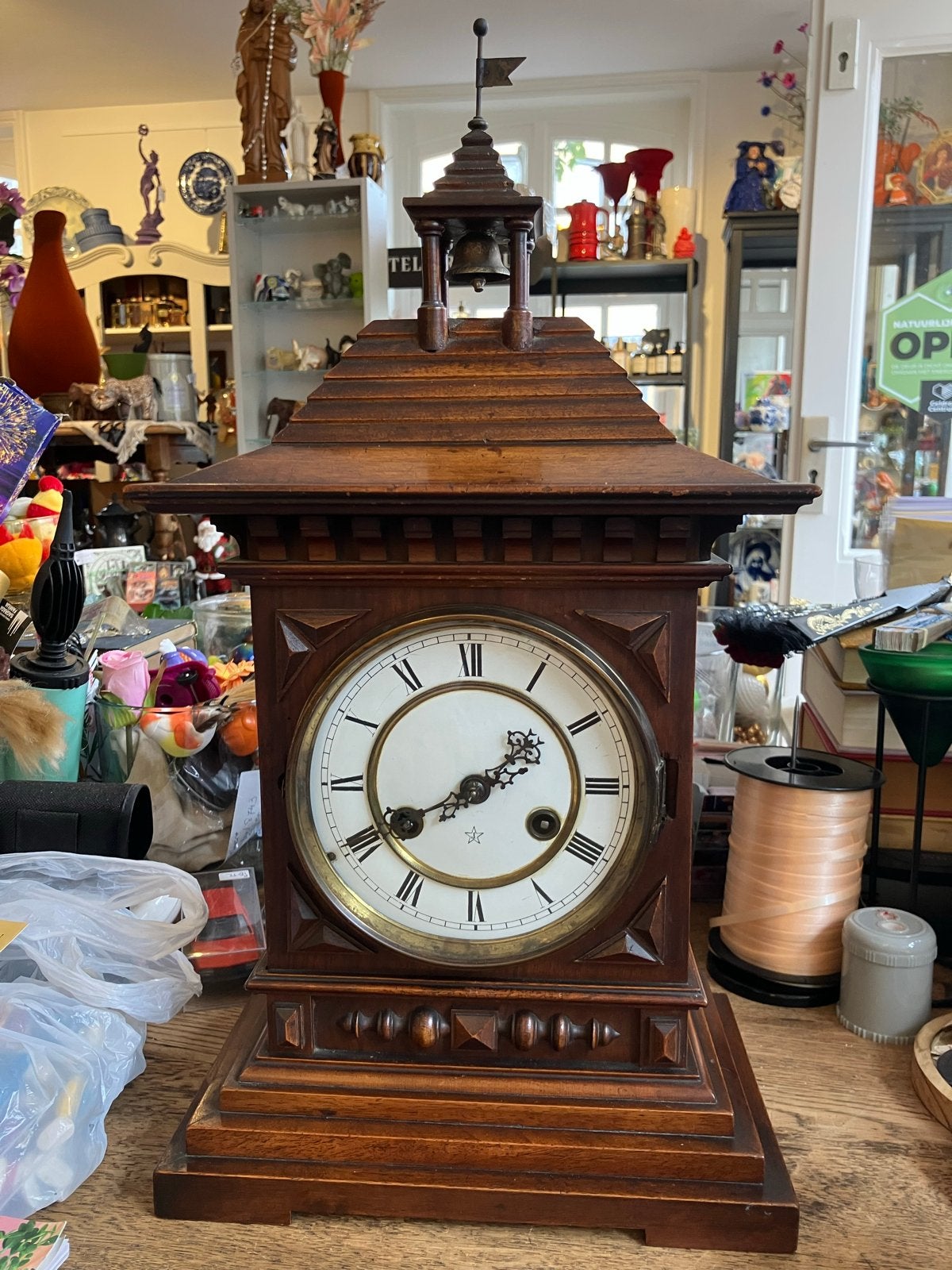 Antieke Junghans Tafelklok met Slagwerk, Antiek en Kunst, Antiek | Klokken, Ophalen of Verzenden