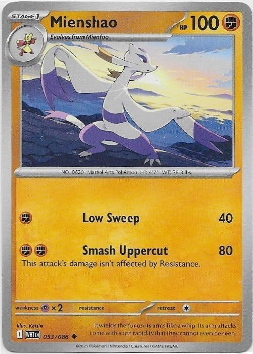 White Flare,  Mienshao [uncommon] 53/86, Hobby en Vrije tijd, Verzamelkaartspellen | Pokémon, Nieuw, Losse kaart, Verzenden
