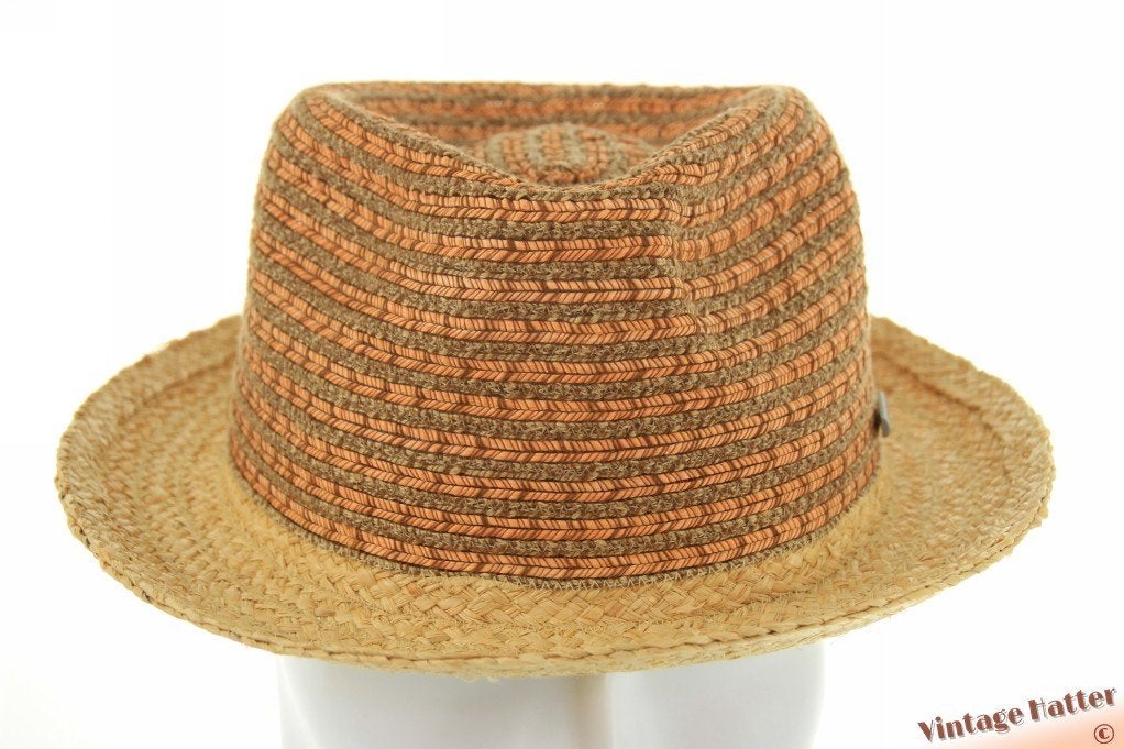 Trilby hoed Stetson viscose-katoen roze beige raffia 56 & 59, Stetson, Hoed, Nieuw, Ophalen of Verzenden