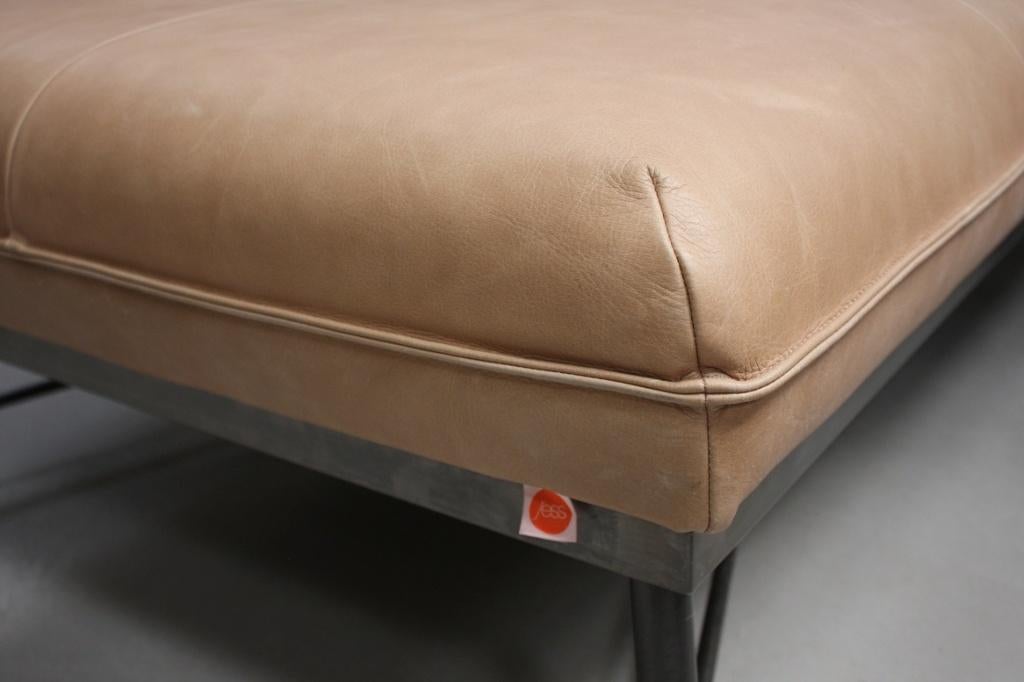 Luxe daybed lounge LENNOX Jess Design metaal leer naturel, Ophalen, Zo goed als nieuw, Leer, 75 tot 100 cm