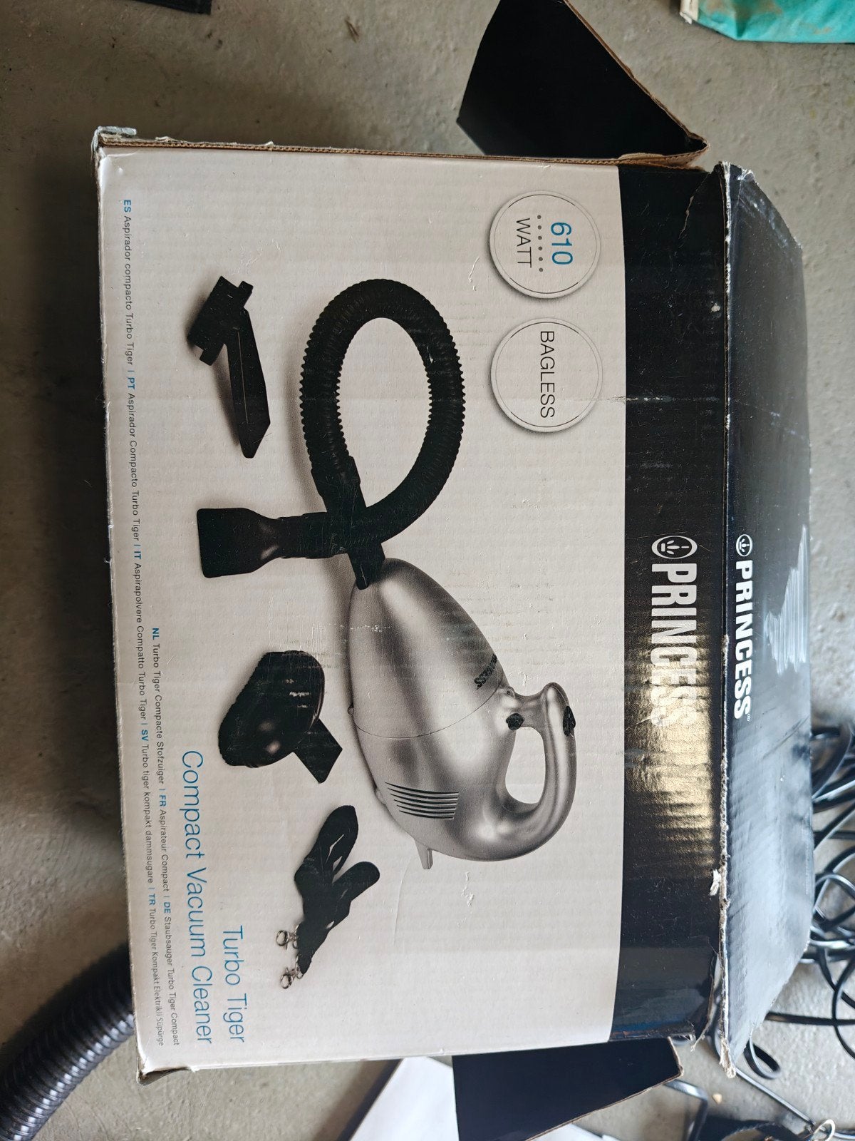 Princess Turbo Tiger Compacte Stofzuiger 610W, Gebruikt, Kruimeldief, Ophalen of Verzenden, Minder dan 1200 watt