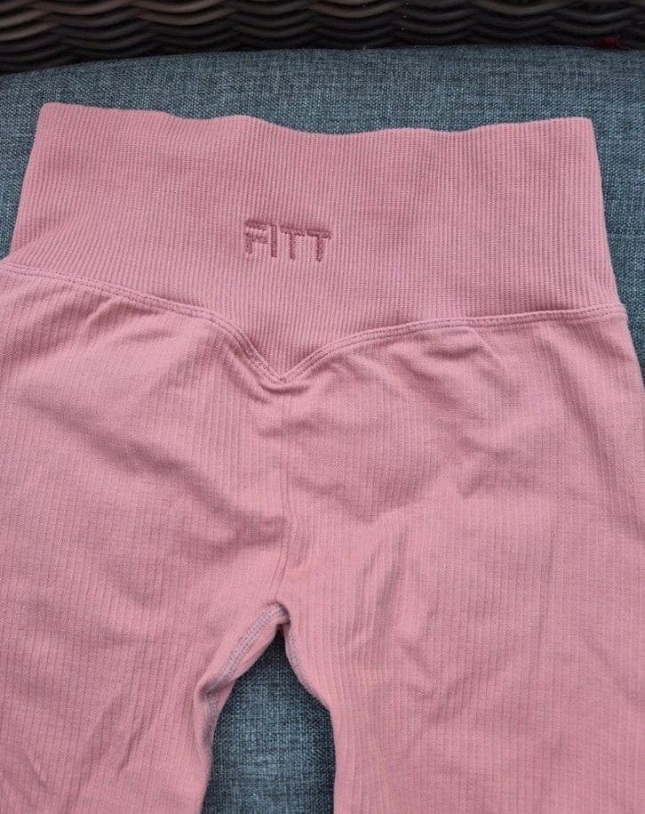 FITT sport legging - roze geribbelde legging, Legging, Maat 36/38 (S), FITT, Ophalen of Verzenden