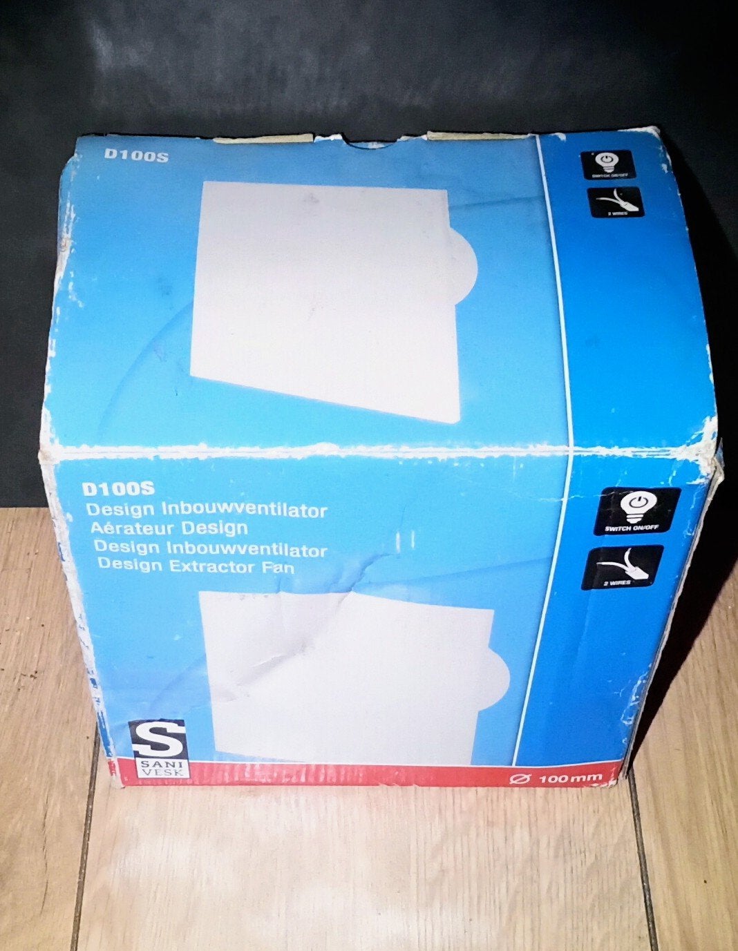 Witte vierkante design inbouwventilator 100 mm, Doe-het-zelf en Verbouw, Ophalen of Verzenden, Nieuw, Ventilator