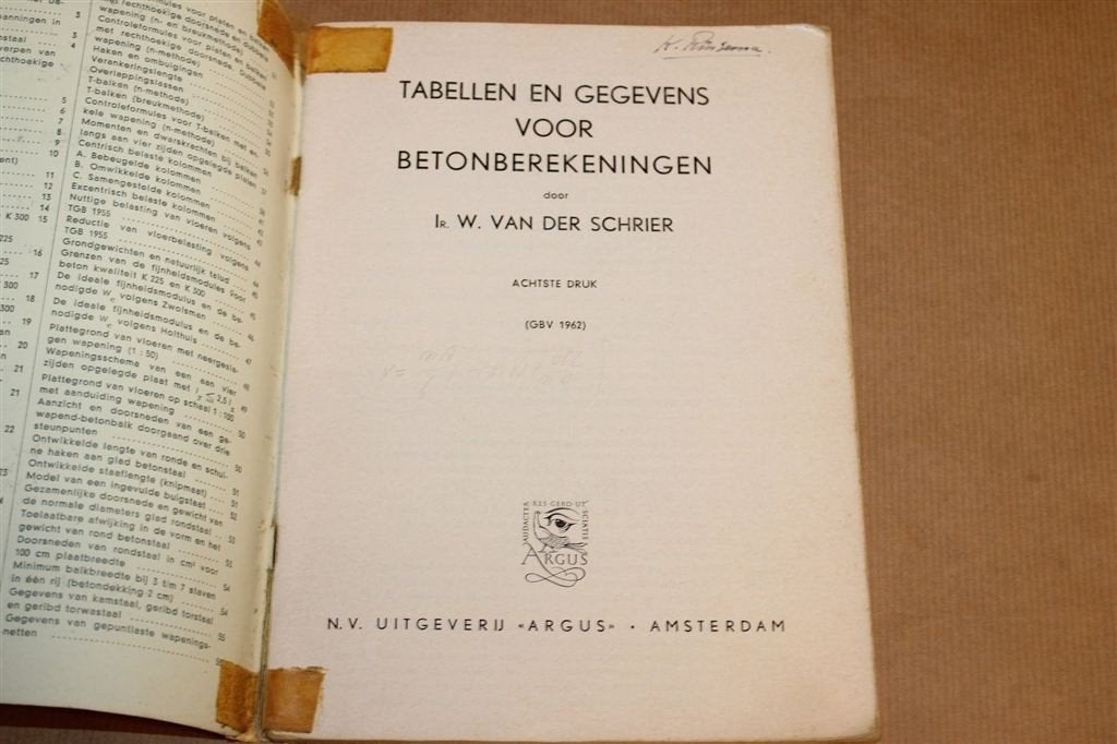 Tabellen Voor Betonberekeningen — Zeldzaam 1962, Ophalen of Verzenden, Gelezen, Bouwkunde