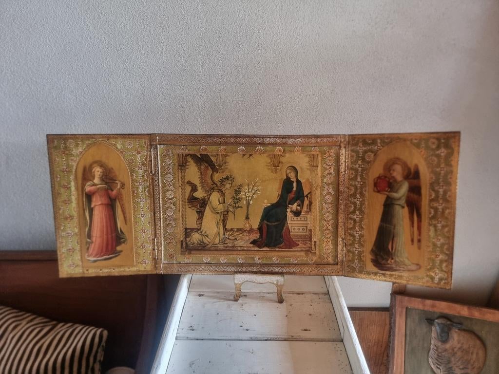 Zeldzaam groot florentijns drieluik E9 * schapenweide, Ophalen of Verzenden