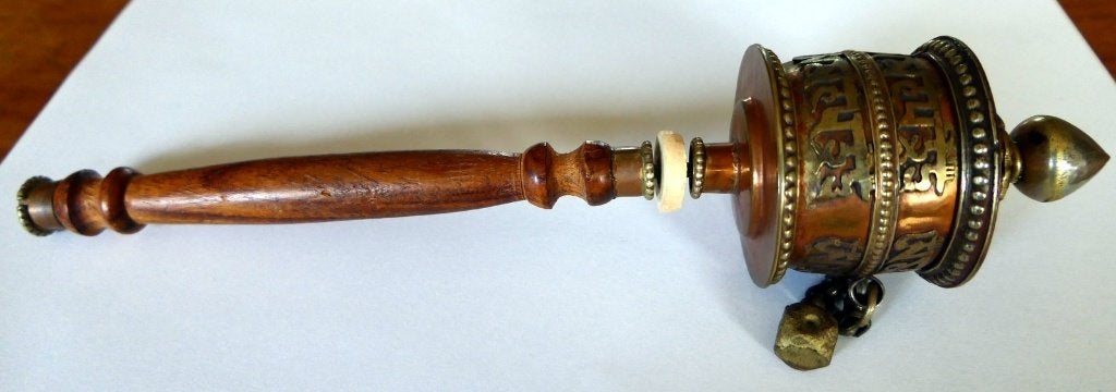 tibetaanse gebedsmolen, 20 cm, Goud, Ophalen of Verzenden, Brons
