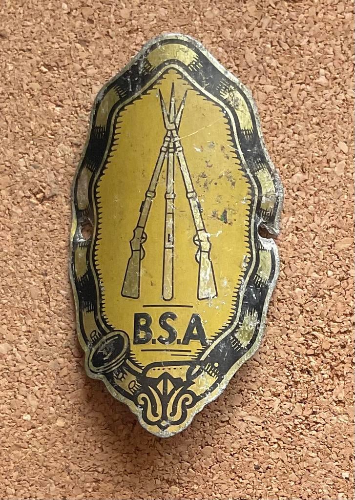 Brommer Motor Balhoofdplaatje - B. S. A. (Geel)., Ophalen of Verzenden, Gebruikt, Overige typen