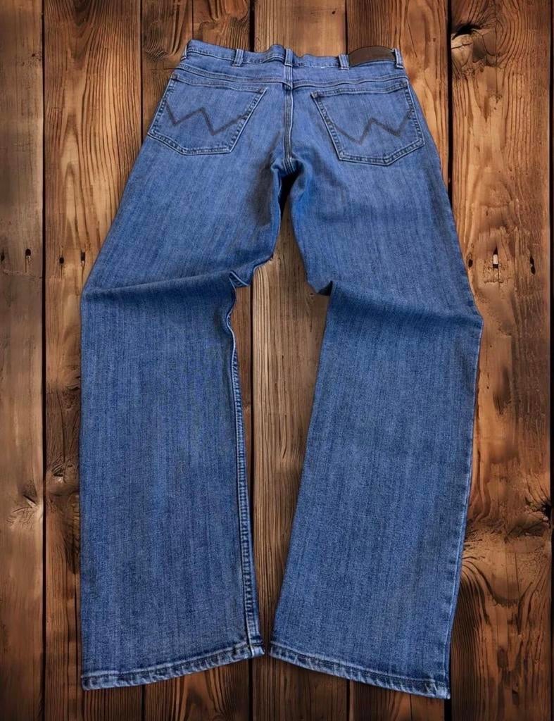 Wrangler Straight Fit Jeans 31x32 Blauw Denim W Stitch, Ophalen of Verzenden, Gedragen, Blauw, W32 (confectie 46) of kleiner