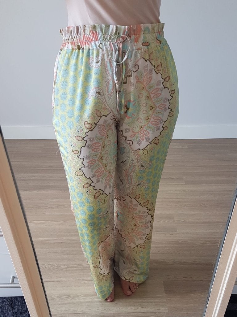 Nieuwe zomerbroek met print Licht Groen Ongedragen Nieuw, Kleding | Dames, Maat 46/48 (XL) of groter, Nieuw, Lang, Green Ice
