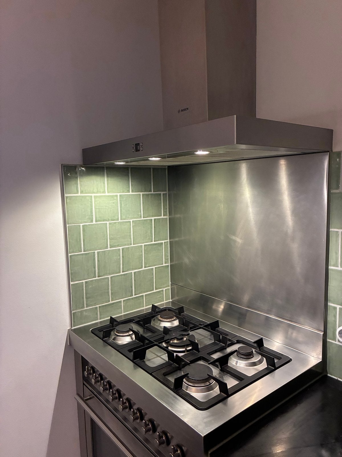 Bosch afzuigkap en Solitaire gasfornuis met oven, Gebruikt, Hete lucht, 60 cm of meer, Ophalen of Verzenden