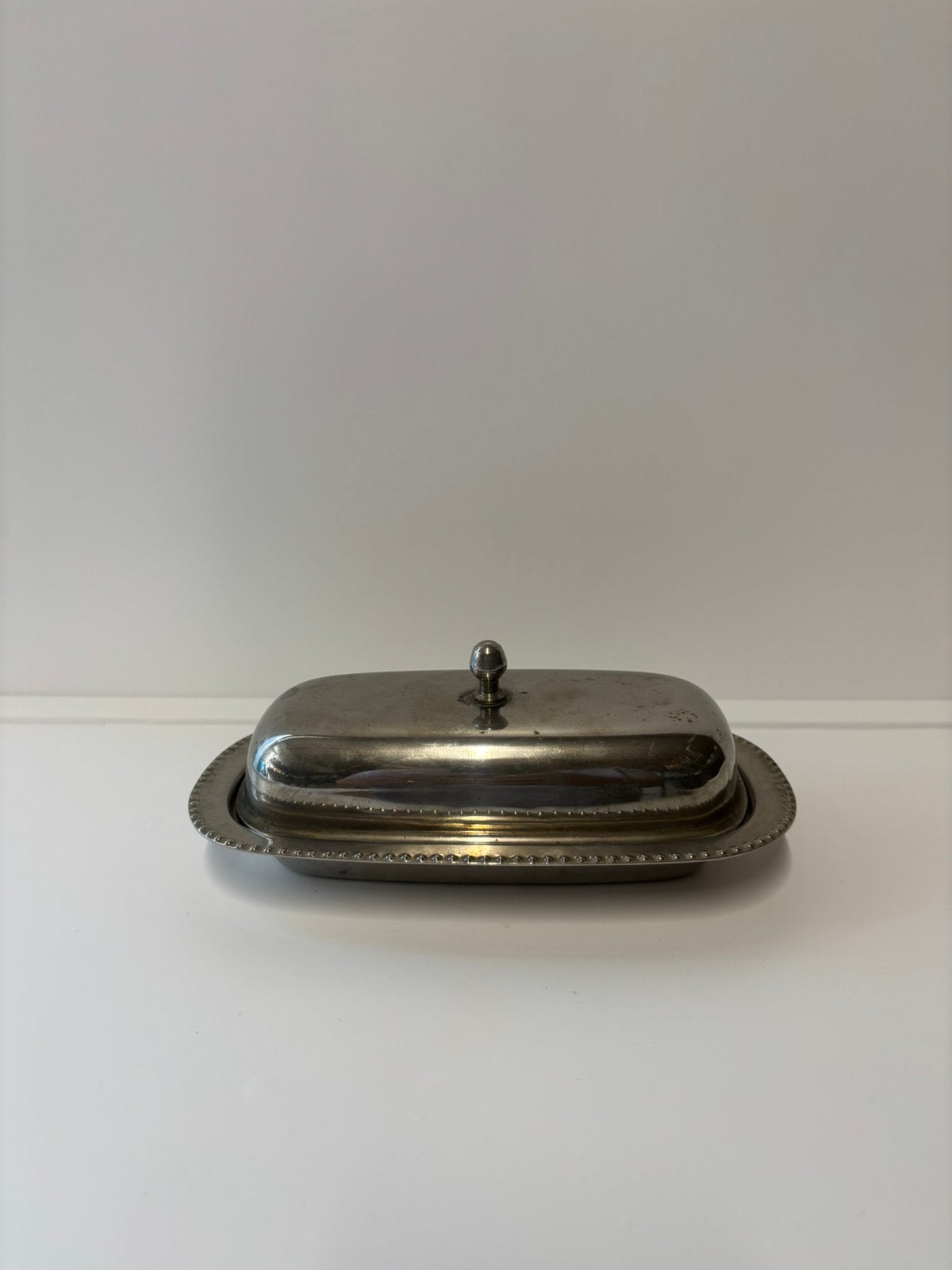 Vintage Franse verzilverde botervloot, *, Verzenden, *, Zilver