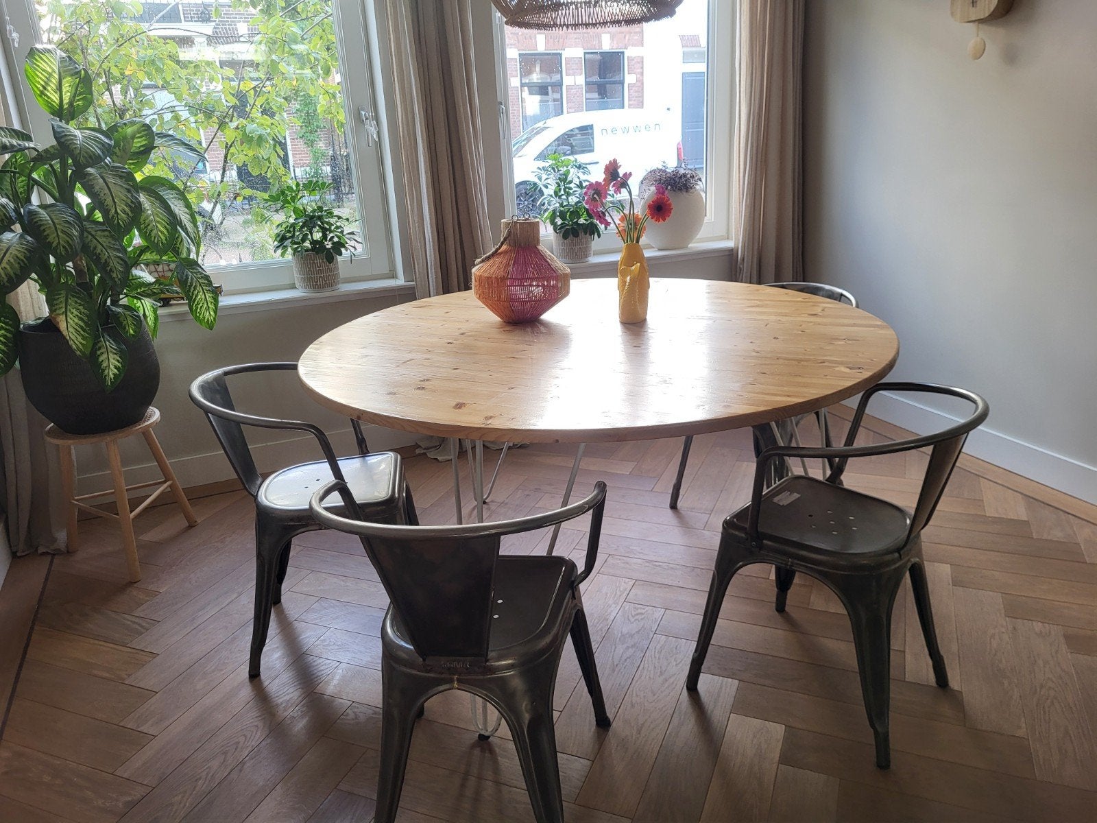 Set van 4 Tolix  stoelen - Metaal - Gebruikt, Ophalen, Gebruikt, Vier, Grijs