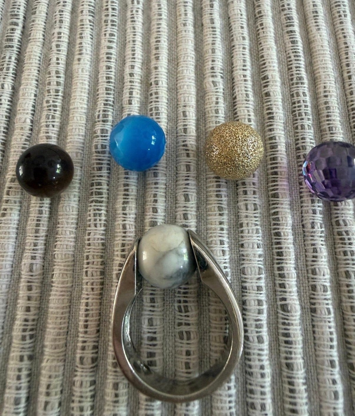 Melano zilveren cateye ring met 4 extra ballen, 18 tot 19, Gebruikt, Ophalen of Verzenden, Dame